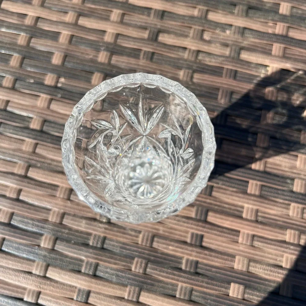 Lenox Lead‎ Crystal Star Pattern Bud Vase Starburst Cut Scalloped Rim 3.5